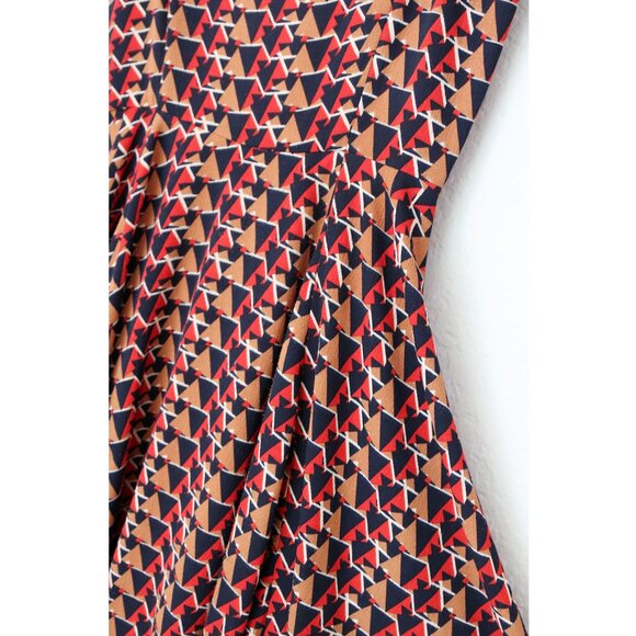 Miss Me Retro Geometric Print Fit Flared Skater Dress S V Neck Pinup Y2K Vintage - Picture 11 of 16